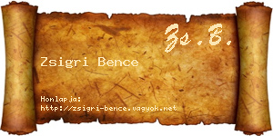 Zsigri Bence névjegykártya